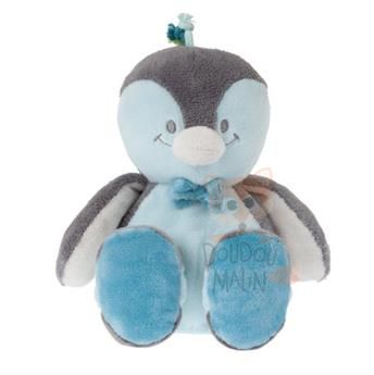  louis et scott peluche pingouin bleu gris 